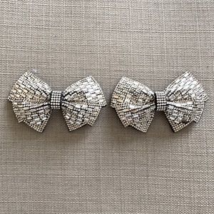 Shoe Clips Mirror Beaded Bows